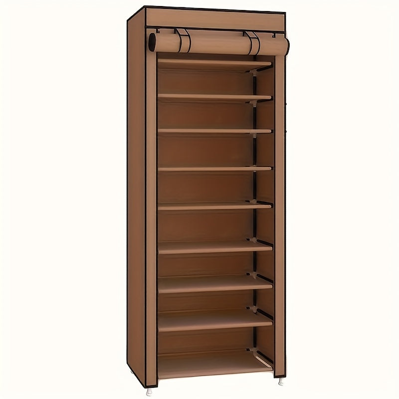 10-Tier High Capacity Shoe Rack with Dust Cover, Space-Saving Design, Easy Assembly, Durable Plastic & Metal Construction, Perfect for Home Entryways and Closets, Holds Up to 8.82LB, Black, Shoe Storage Organizer