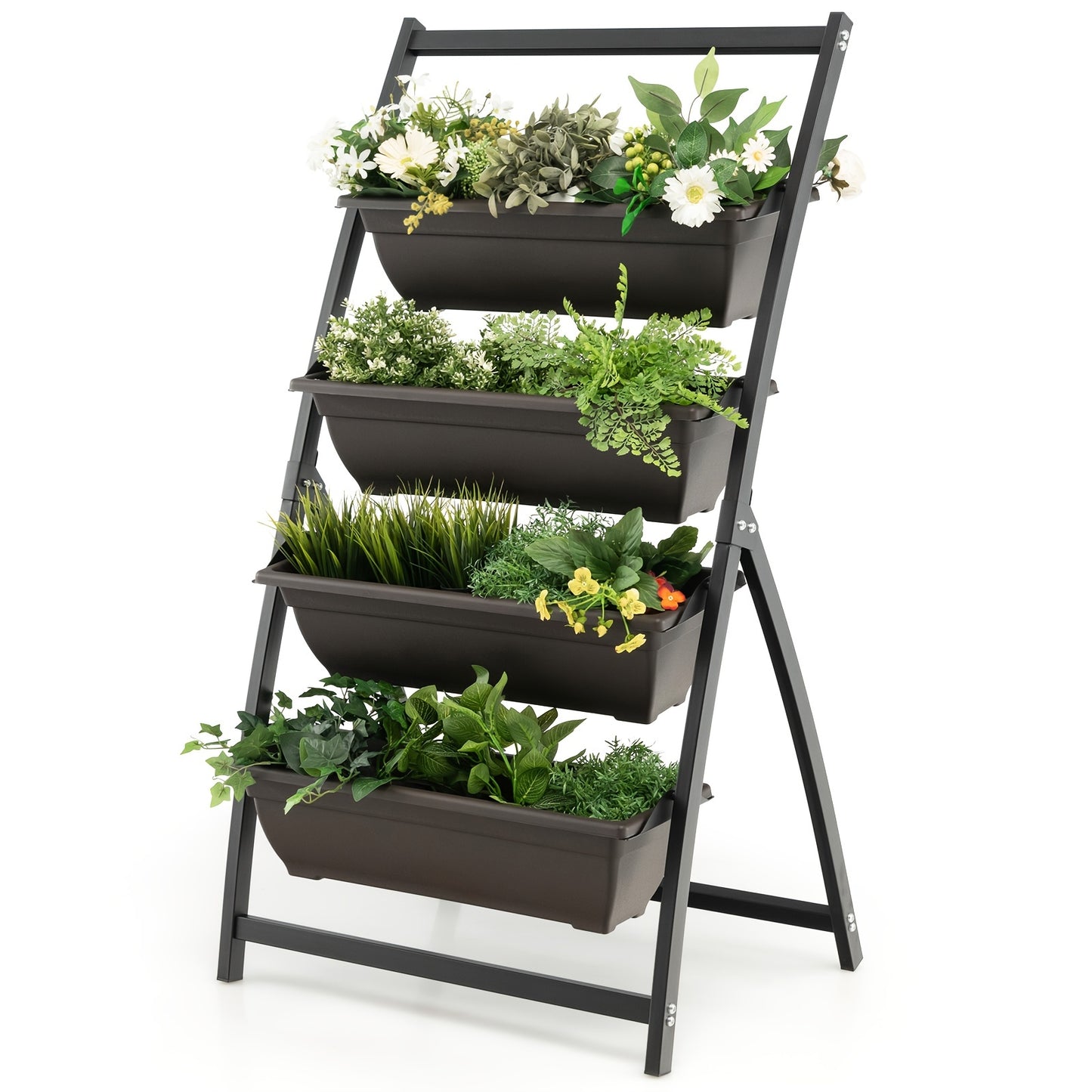 4ft 4-Tier Vertical Raised Garden Bed with Elevated Planter Boxes, Metal Frame, Drainage Holes - Ideal for Yard, Patio, Balcony, Above Ground Garden Bed