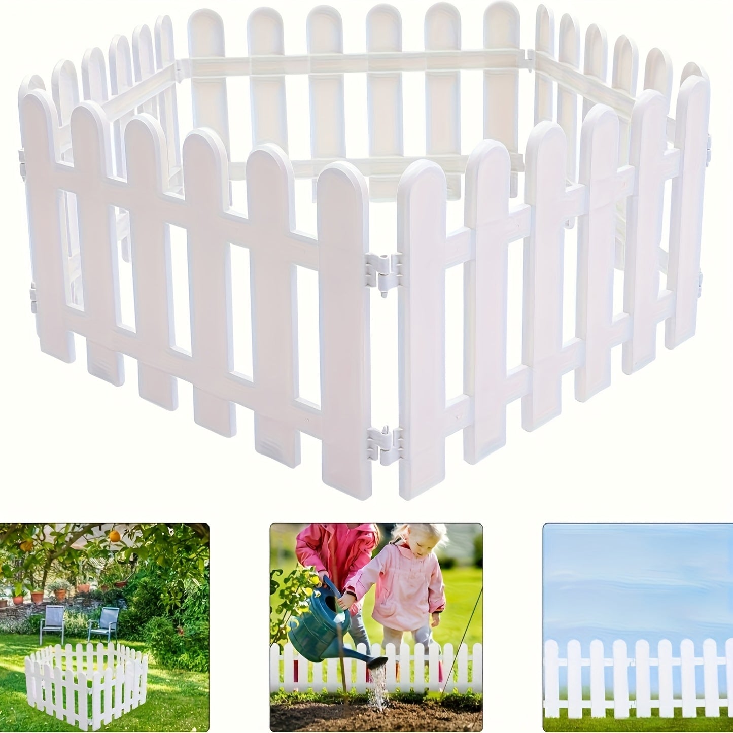 10/20/30/40pcs White PVC Garden Fence Panels - Rustic Style Durable Plastic Weather-Resistant DIY Interlocking Fence for Landscaping, Pets, Plant Support, Yard & Garden Decoration, Fence Panels, Pet Containment, Landscape Edging, Decorative Fencing