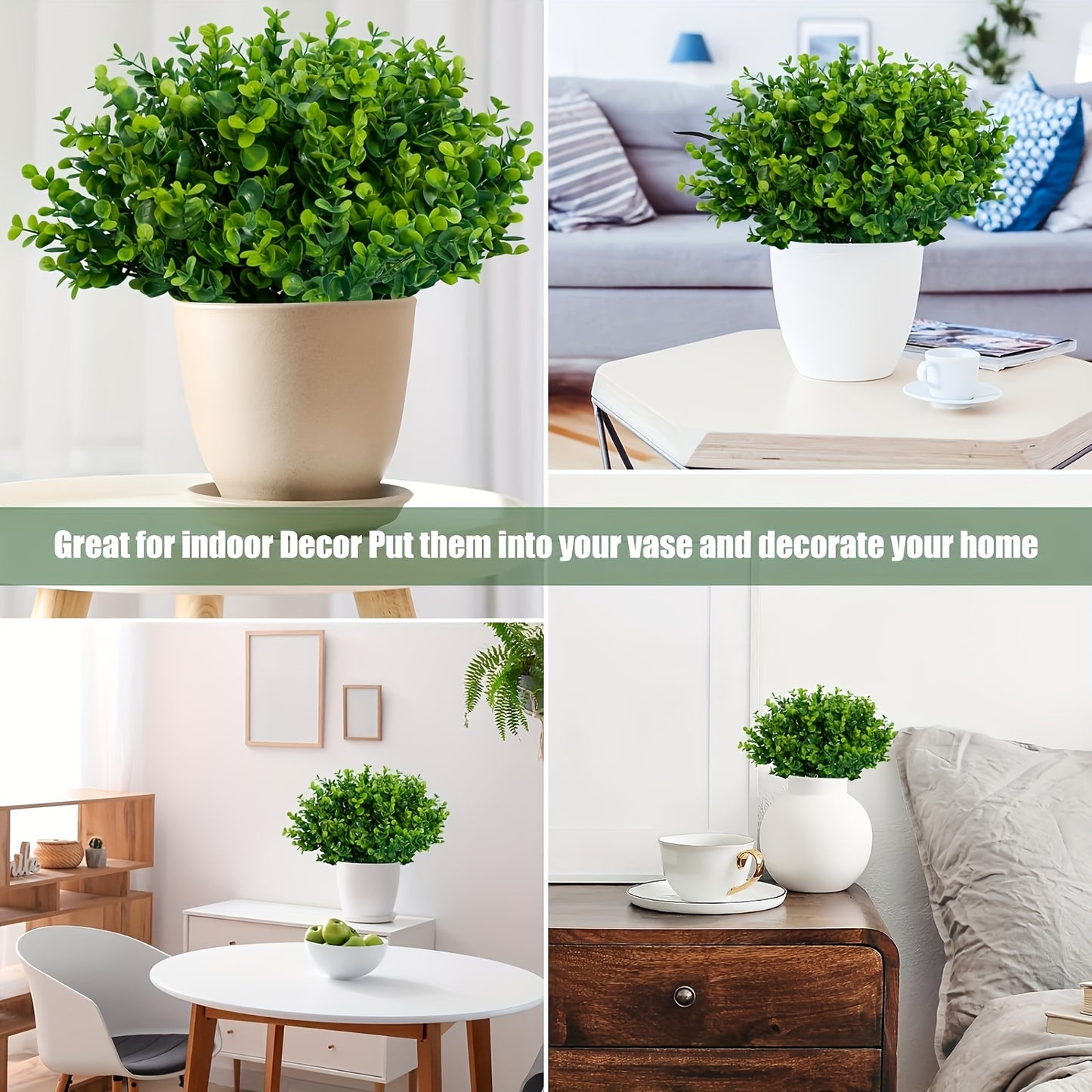 20pcs Artificial Greenery Plants Outdoor UV Resistant Fake Plants Boxwood Shrubs Grass, 20 Bundles for Farmhouse Home Garden Office Patio Backyard Wedding And Indoor Outdoor Decoration