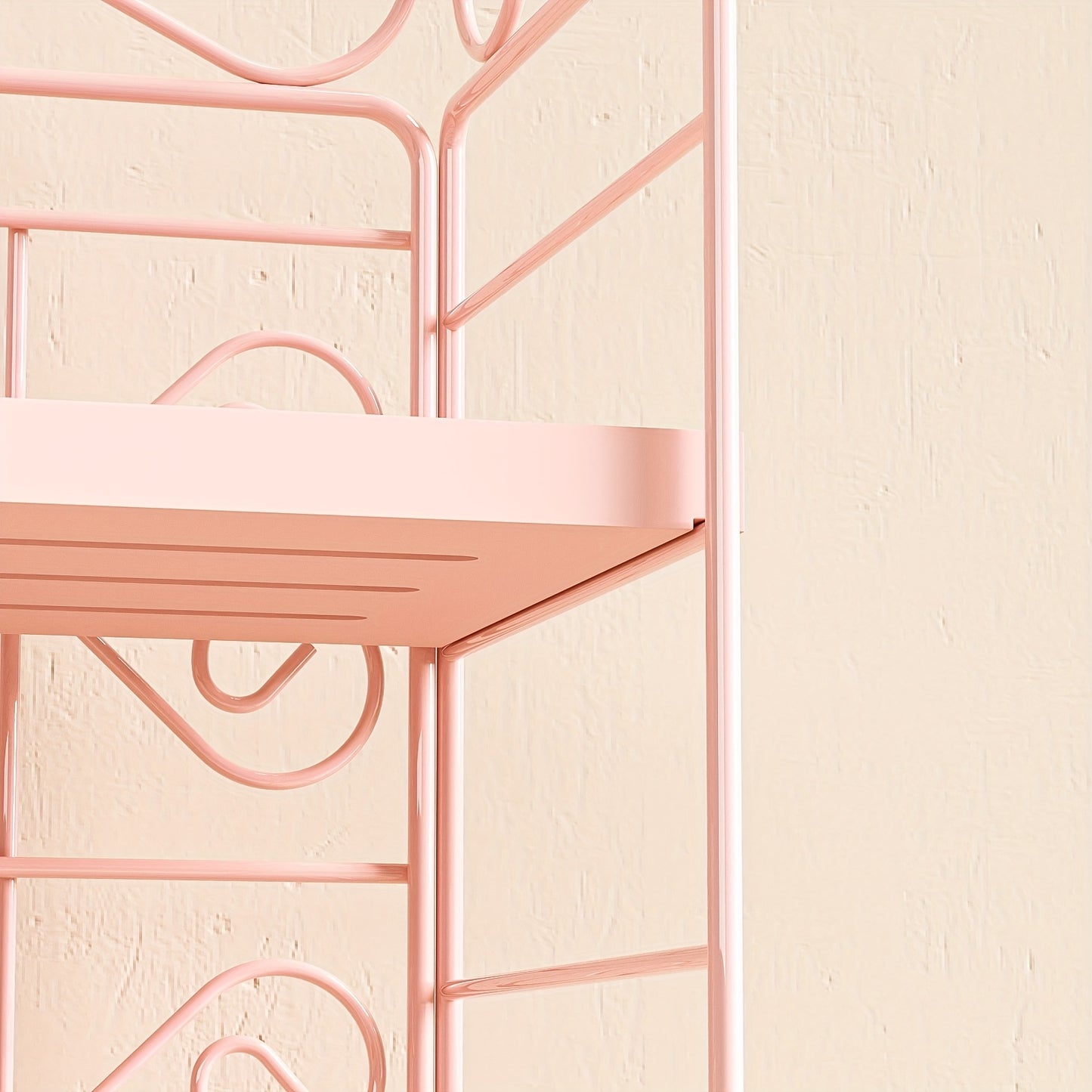 2- Shelf Foldable Metal/Wood Storage Organizer For Bedroom Kitchen Bathroom Living Room Garden Storage Shelf, White/Pink, Utility Racks