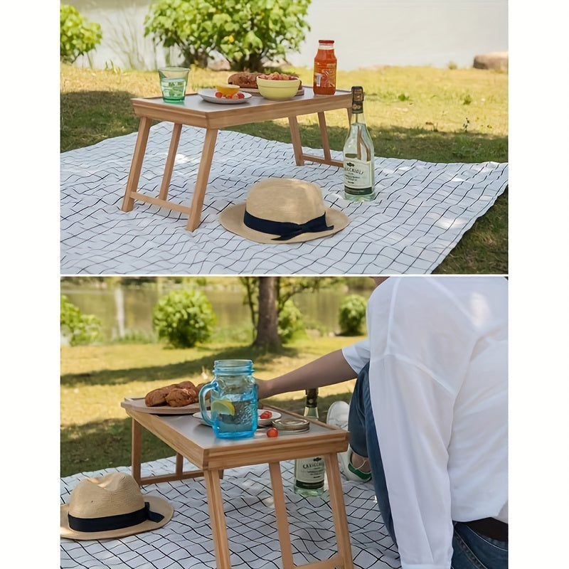 Solid Hardwood Folding Coffee Table - Portable Modern Minimalist Sofa Table with Sturdy A-Frame Design, No Assembly Required, Indoor/Outdoor Use for Living Room, Bedroom, Office, Camping - Space-Saving Durable Furniture