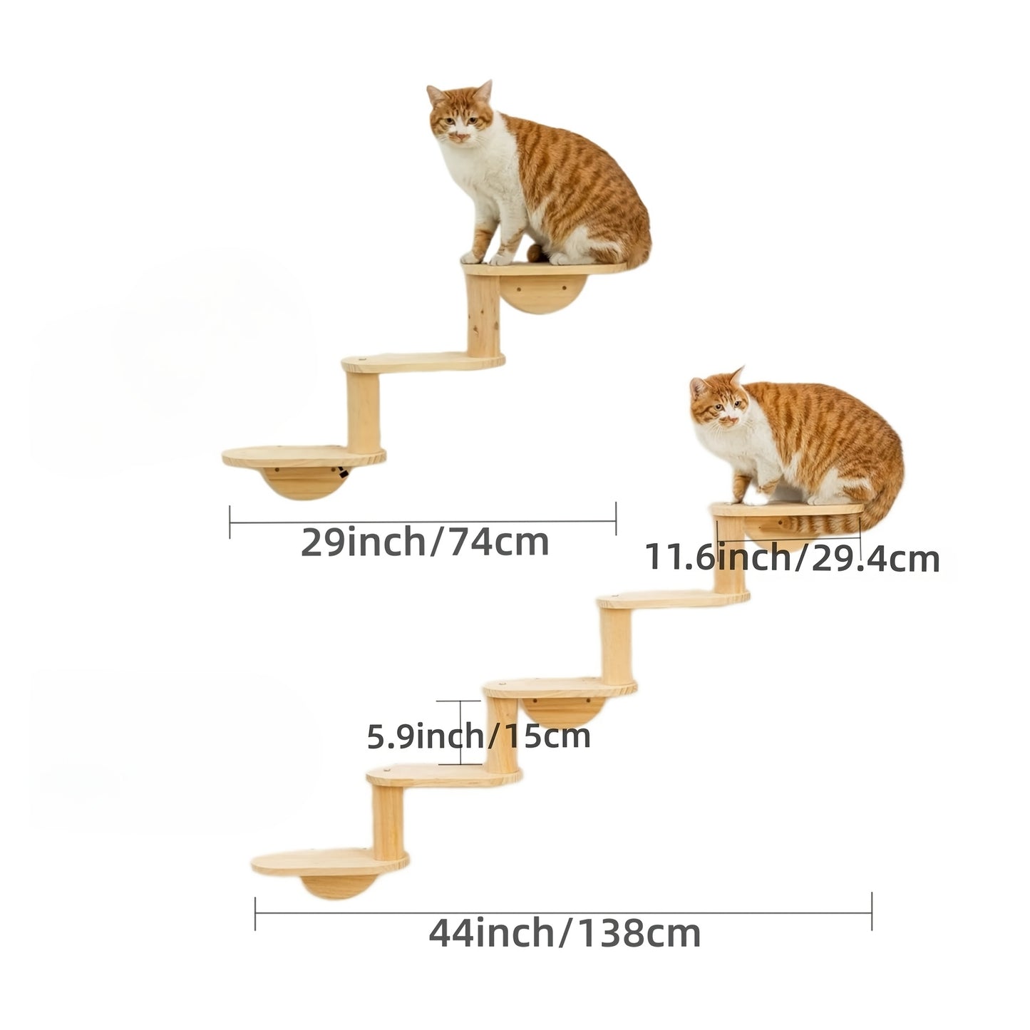 Sturdy Wooden Cat Wall Shelf - 3/5-Level Climbing Ladder & Perch for Indoor Cats, Interactive Play and Exercise Furniture