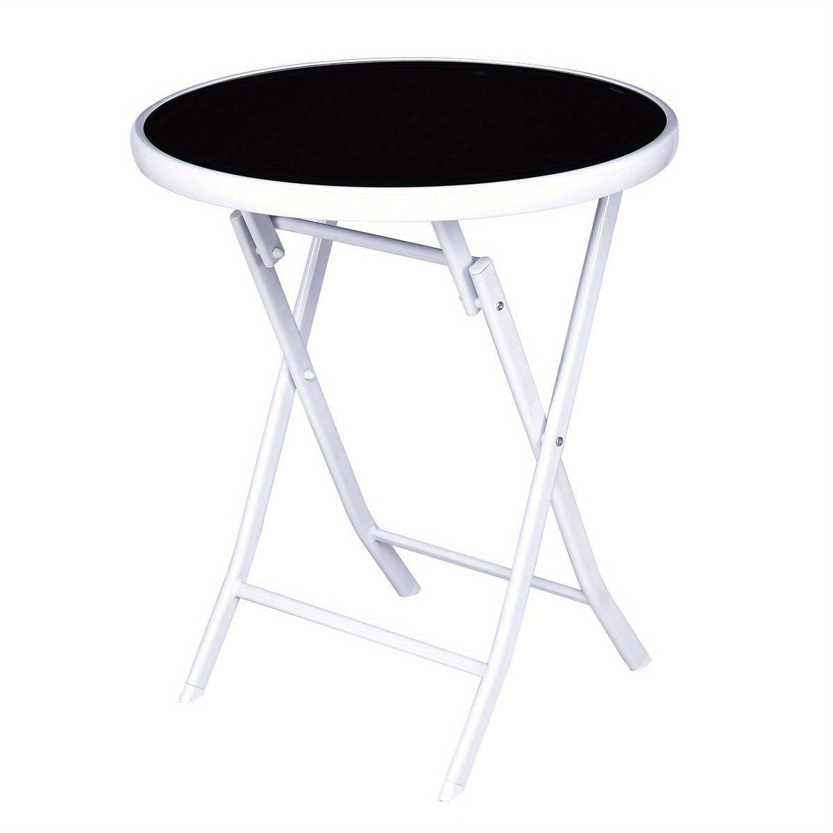 3pcs Elegant Folding Bistro Set with Black Tempered Glass Top - Durable Metal Frame & Textile Fiber Seats, Easy Clean - Ideal for Patio, Garden, Deck - No Assembly Required, Outdoor Patio Furniture