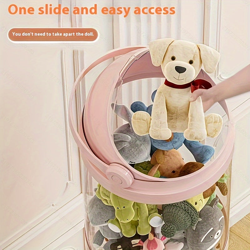 Contemporary Stackable Plastic Storage Box with Waterproof Lid - Multipurpose Stuffed Animal Organizer, Clear Tube Design for Home and Bedroom Decor - Space-Saving, Waterproof Flip Top Container ,Christmas, New Year Gift, Storage Drawer Units