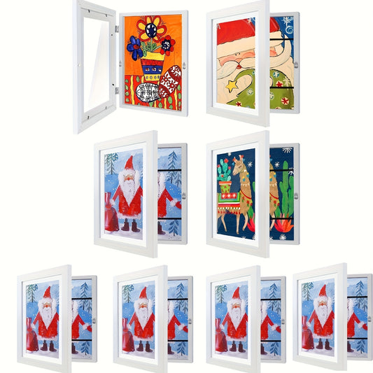 4/8pcs Recycled Wood Youngsters's Art Frames - Front-Open Replaceable 8.5x11 Picture Frames for Youngsters Drawings, Paintings & Crafts | Halloween, Christmas Gift Ideas, Keepsake Display, Wooden Art And Craft Kits
