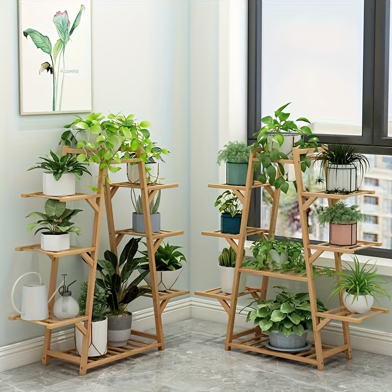 3-Tier Wooden Plant Stand with Wheels - Mobile Indoor/Outdoor Rolling Shelf for Potted Plants, Space-Saving A-Frame Design, Rustic Home Decor & Gardening Tool Organizer, Durable Wooden Construction