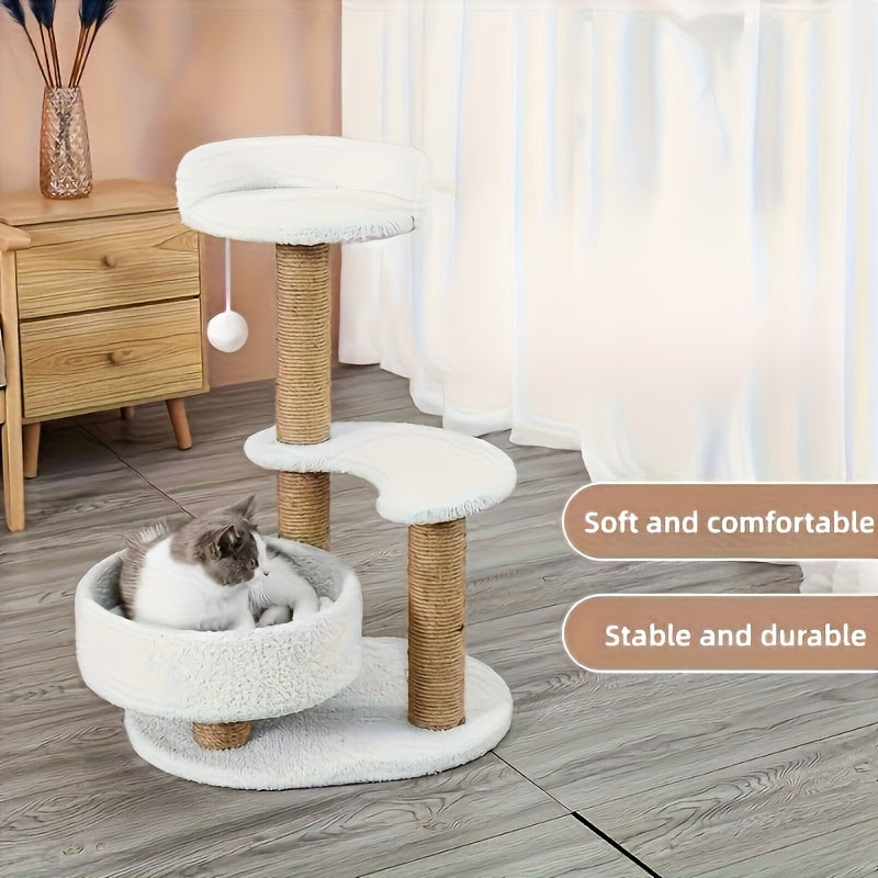 Multi-Level Cat Tree With Scratching Post And Interactive Ball Toy - Perfect Indoor Cat Furniture For Play And Rest
