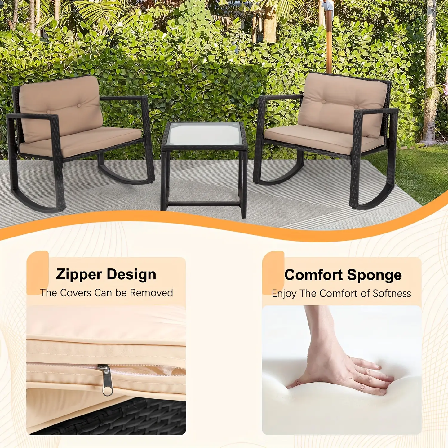 3 PCS Outdoor Patio Furniture Set