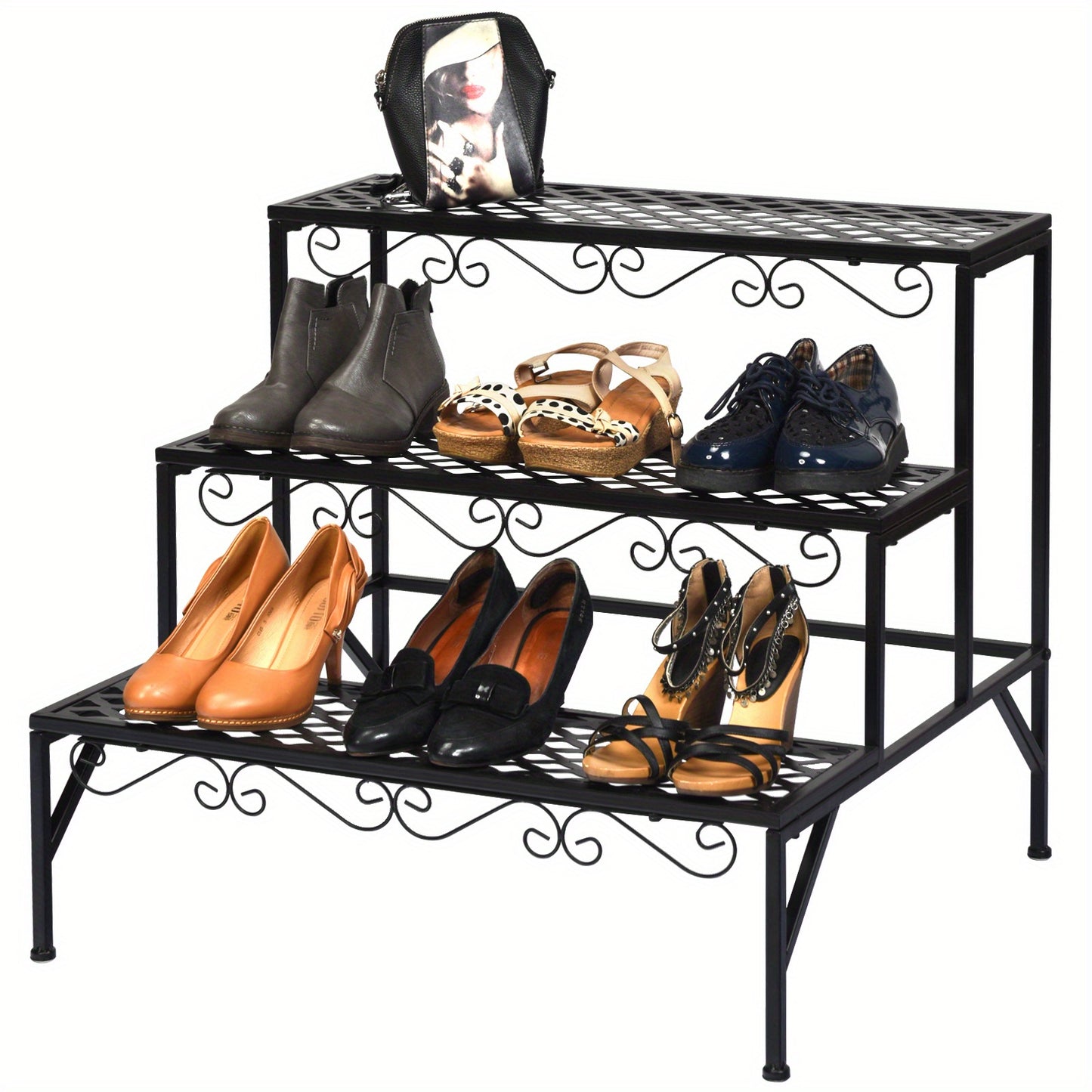 3 Tiers Metal Plant Stand Ladder Flower Pot Rack Decorative Planter Holder