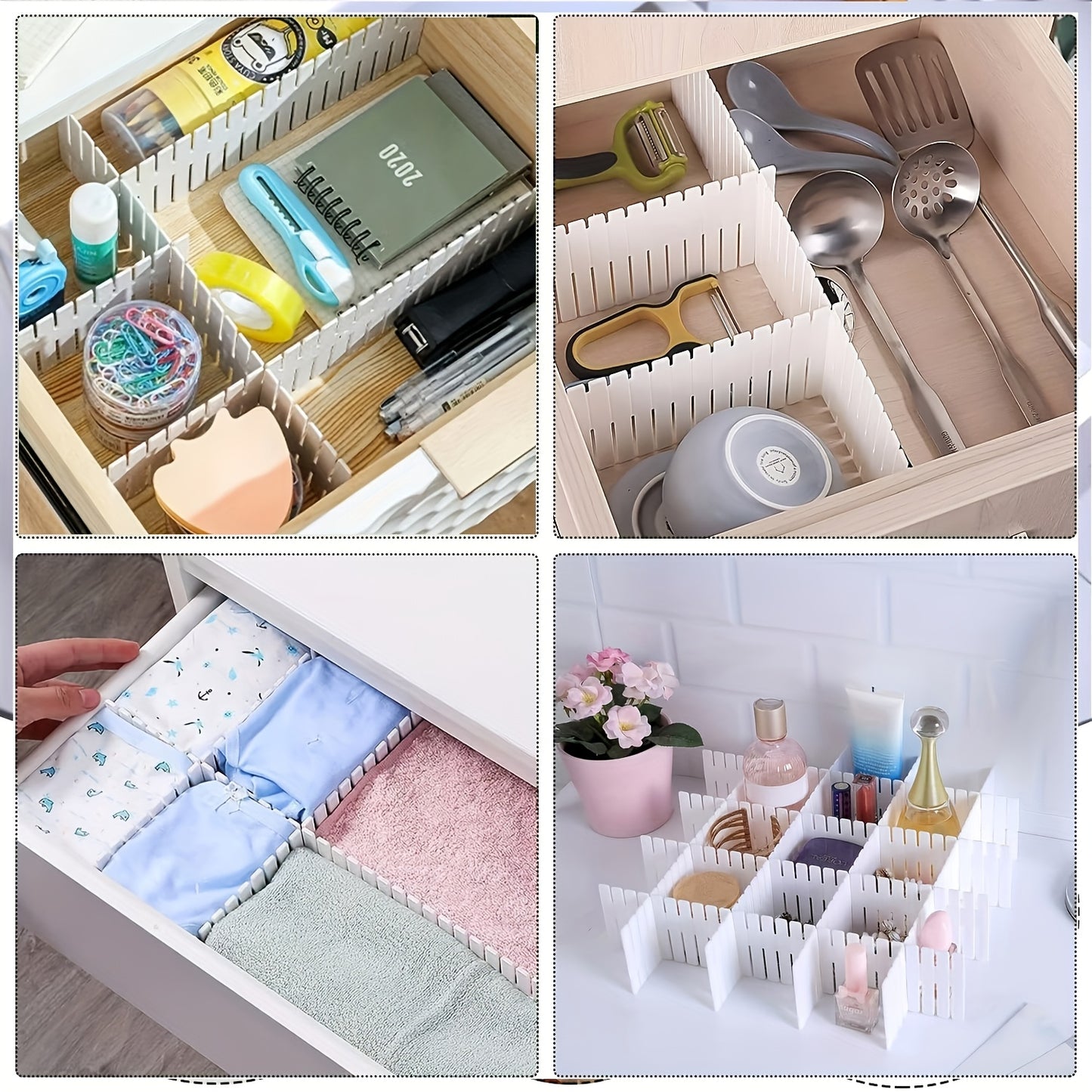 80/40-Pack Drawer Dividers Adjustable DIY Drawer Organizer