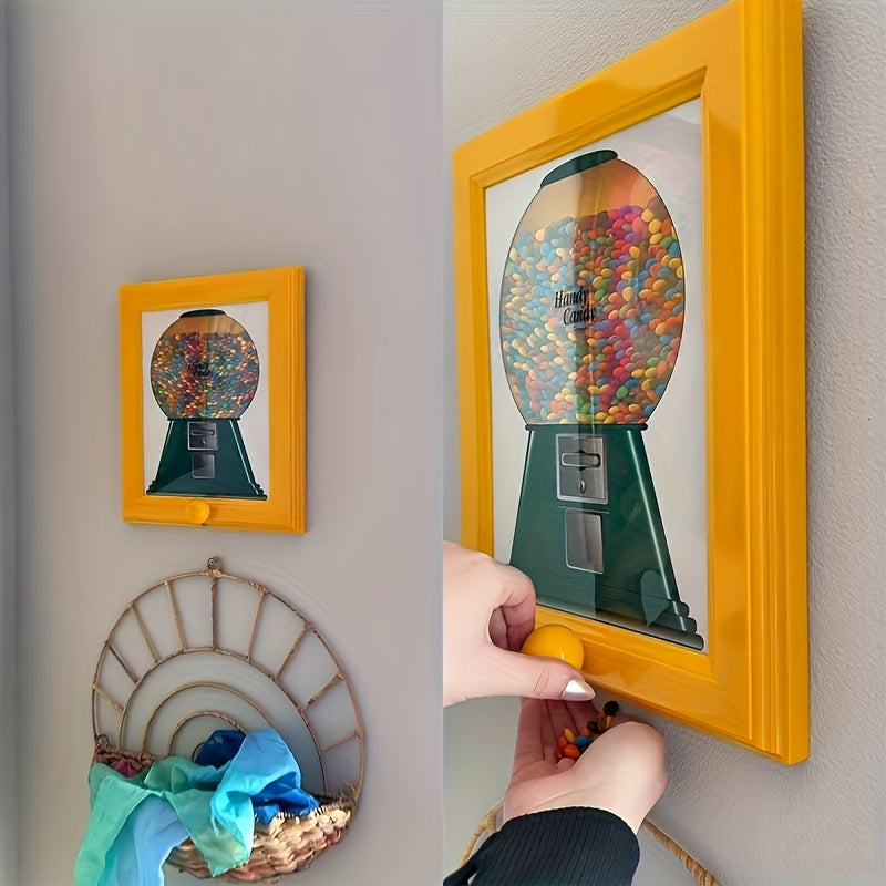 Wall-Mounted Square Photo Frame & Candy Dispenser - Durable Plastic Home Decor with Decorative Beads, Perfect for Displaying Pictures, Candies, Nuts, and Pet Treats, Wallmounted Decor | Playful Design | Durable Plastic Frame, Wall Decor