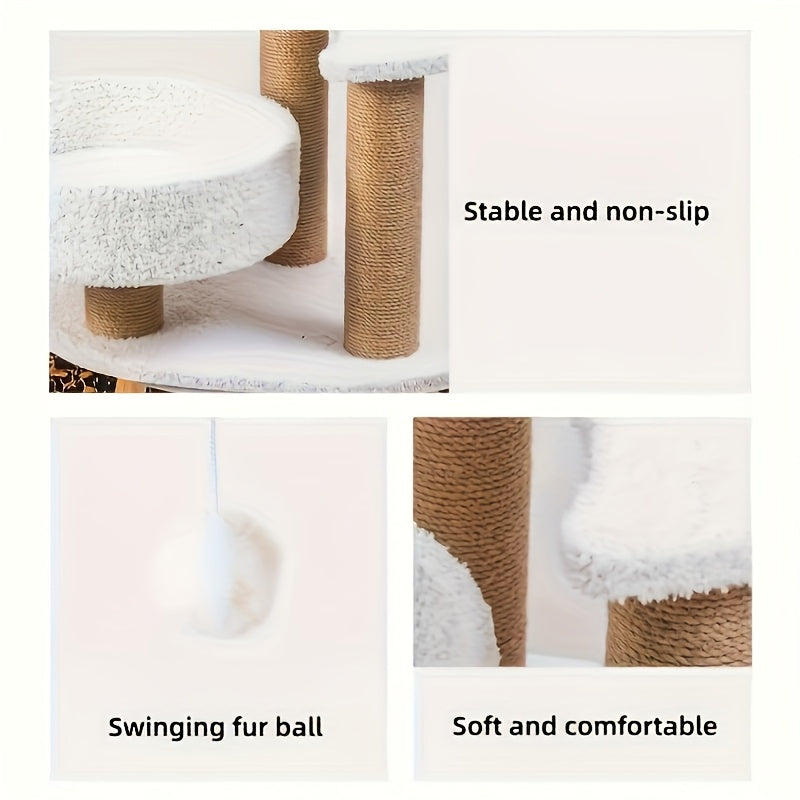 Multi-Level Cat Tree With Scratching Post And Interactive Ball Toy - Perfect Indoor Cat Furniture For Play And Rest