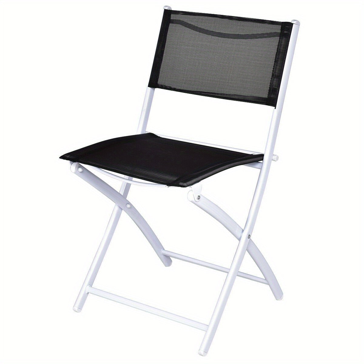 3pcs Elegant Folding Bistro Set with Black Tempered Glass Top - Durable Metal Frame & Textile Fiber Seats, Easy Clean - Ideal for Patio, Garden, Deck - No Assembly Required, Outdoor Patio Furniture