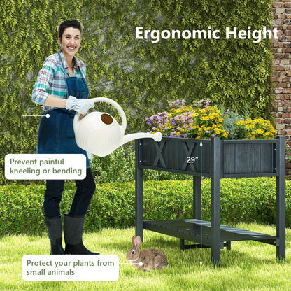 HIPS Raised Garden Bed Poly Wood Elevated Planter Box w/ Legs, Storage Shelf