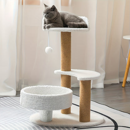 Multi-Level Cat Tree With Scratching Post And Interactive Ball Toy - Perfect Indoor Cat Furniture For Play And Rest