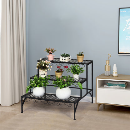 3 Tiers Metal Plant Stand Ladder Flower Pot Rack Decorative Planter Holder