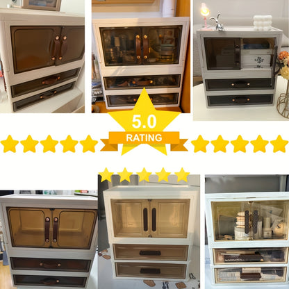 Foldable Large-Capacity Cosmetic Storage Cabinet, File Storage Box, Large Drawer Unit, Transparent Drawer Cabinet, Suitable For Storing Cosmetics, Skincare Products, Documents, And Books