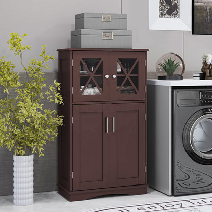 Bathroom Storage Cabinet Linen Storage Cabinet with Doors and Adjustable Shelves