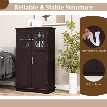 Bathroom Storage Cabinet Linen Storage Cabinet with Doors and Adjustable Shelves