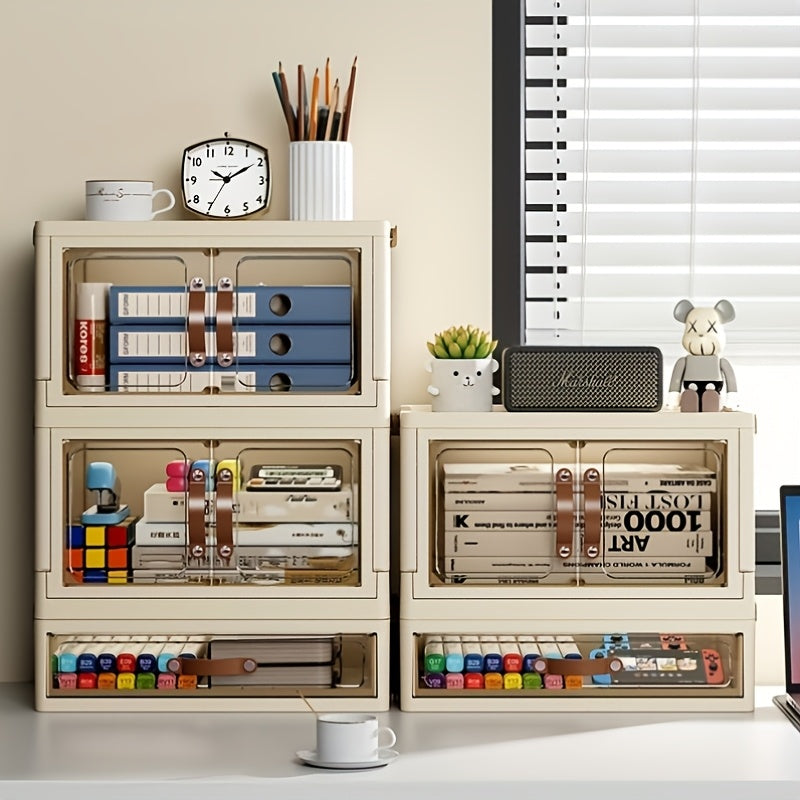 Foldable Large-Capacity Cosmetic Storage Cabinet, File Storage Box, Large Drawer Unit, Transparent Drawer Cabinet, Suitable For Storing Cosmetics, Skincare Products, Documents, And Books