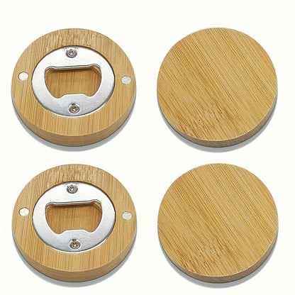 20/40/80/160pcs Round Bamboo Magnetic Bottle Opener, DIY Fridge Magnet, Blank Bamboo Opener For Weddings And Home Kitchen, Unique Guest Favors And Gifts