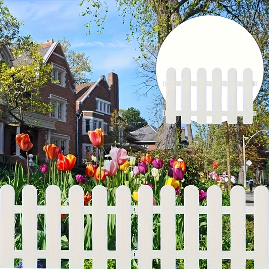 10/20/30/40pcs White PVC Garden Fence Panels - Rustic Style Durable Plastic Weather-Resistant DIY Interlocking Fence for Landscaping, Pets, Plant Support, Yard & Garden Decoration, Fence Panels, Pet Containment, Landscape Edging, Decorative Fencing