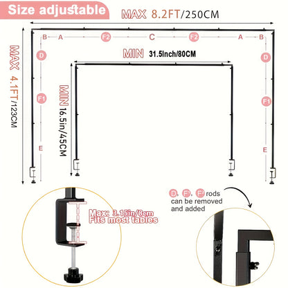 Adjustable Golden & Black Metal Tabletop Arch Stand with Clamps - Versatile Event Decor for Weddings, Parties, Holidays - Perfect for Floral Arrangements, Photo Backdrops & Festive Centerpieces - Sturdy Decorative Stand for Table Displays