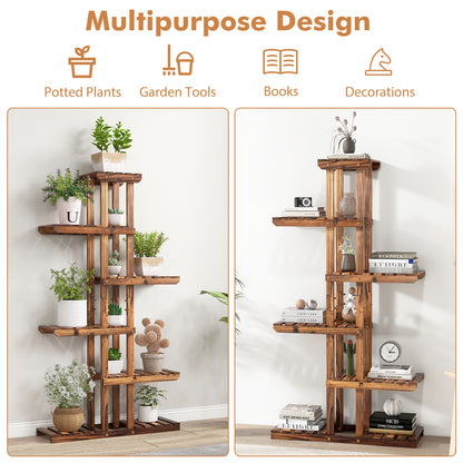 6-Tier Wooden Plant Stand - Sturdy Fir Wood Indoor/Outdoor Flower Rack with 6 Shelves, Easy Assembly for Balcony, Garden, Living Room - Space-Saving Vertical Design for Multiple Pots, Indoor Plant Display, Natural Wood Finish, Durable Construction