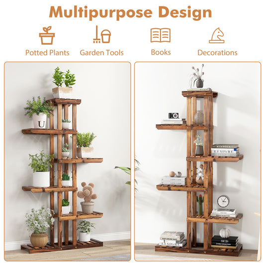 6-Tier Wooden Plant Stand - Sturdy Fir Wood Indoor/Outdoor Flower Rack with 6 Shelves, Easy Assembly for Balcony, Garden, Living Room - Space-Saving Vertical Design for Multiple Pots, Indoor Plant Display, Natural Wood Finish, Durable Construction