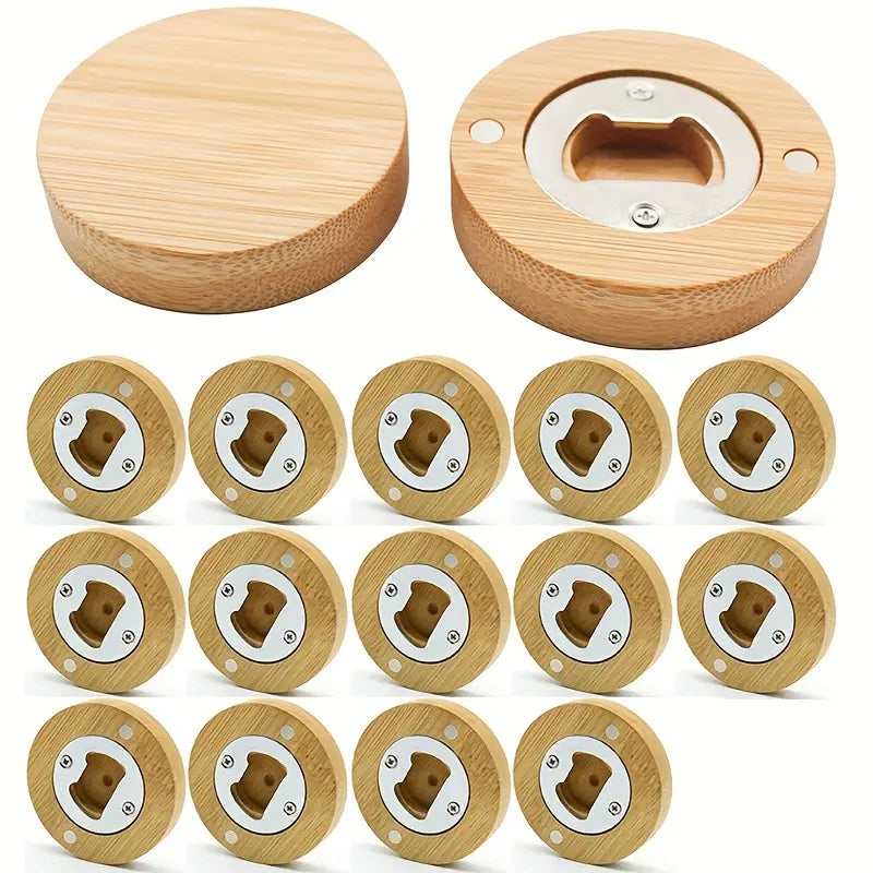 20Pcs Round Bamboo Bottle Opener