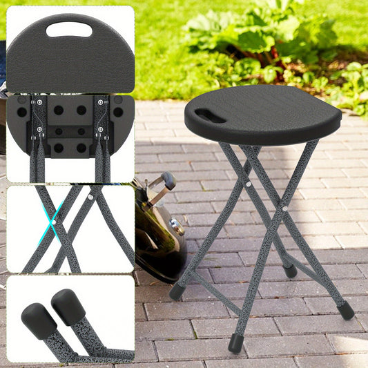 Set of 4 Folding Stools, Portable Camping Chairs with Handle, 18" Foldable Stools for Adults, Indoor Outdoor Stools for Fishing Travel Gardening Home, 330 LBS Capacity