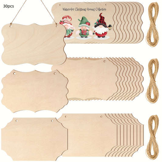 30/60pcs Unfinished Wood Sign Blank Wood Blanks for Crafts Wooden Plaque for Crafts Wood Hanging Sign Blank Rectangle Wooden Sign Wooden Slices Banners Ornament for DIY Painting Writing 9 X 5.91 Inch