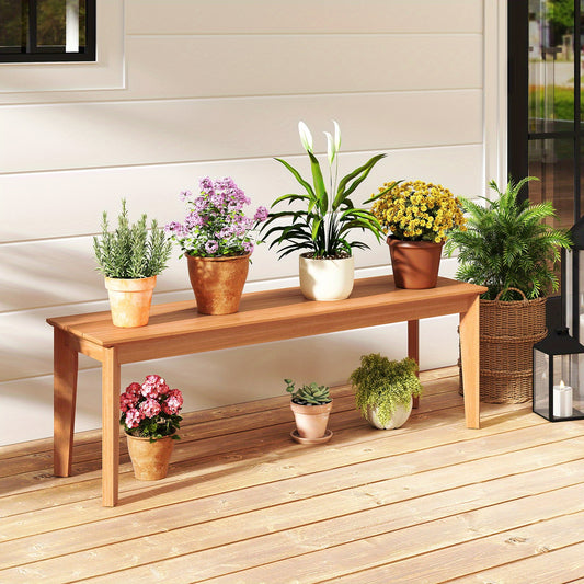 55" Teak Wood Bench - 3-Person Backless Seating with 880 lbs Weight Capacity, Sturdy Solid Wood Deck Bench for Outdoor Patio, Garden, Porch & Backyard - Durable Weather-Resistant Design