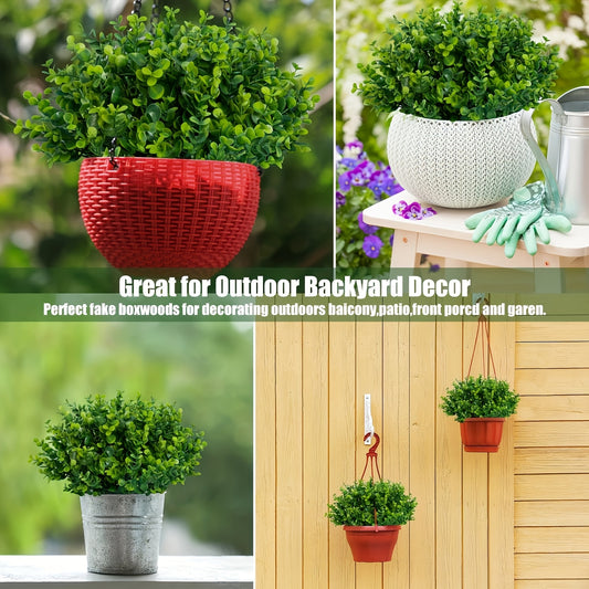 20pcs Artificial Greenery Plants Outdoor UV Resistant Fake Plants Boxwood Shrubs Grass, 20 Bundles for Farmhouse Home Garden Office Patio Backyard Wedding And Indoor Outdoor Decoration