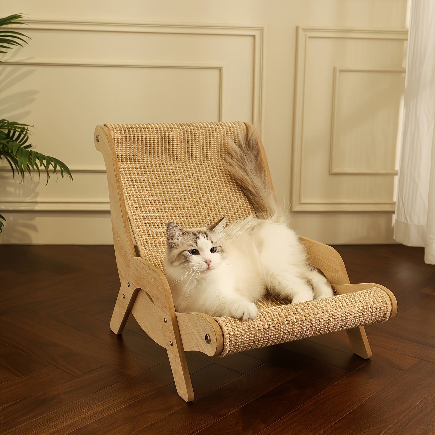 [Durable Nylon Cat Sofa Bed] Extra-Large Cat Hammock Lounger - Made From Durable Nylon, This All-season Comfort Sofa Bed For Cats Comes With A Scratch Pad