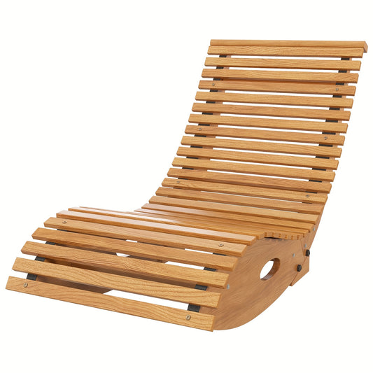 Outsunny Outdoor Rocking Chair with Slatted Seat and High Back, Wooden Rocking Chair with S Shape, Rocking Patio Chair for Backyard, Garden