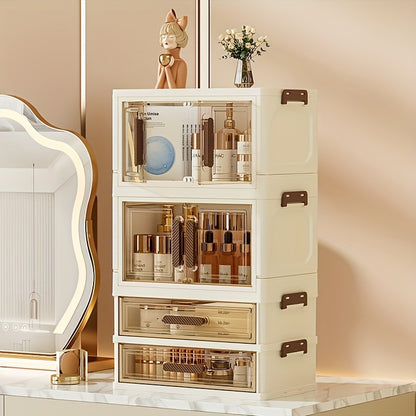 Foldable Large-Capacity Cosmetic Storage Cabinet, File Storage Box, Large Drawer Unit, Transparent Drawer Cabinet, Suitable For Storing Cosmetics, Skincare Products, Documents, And Books