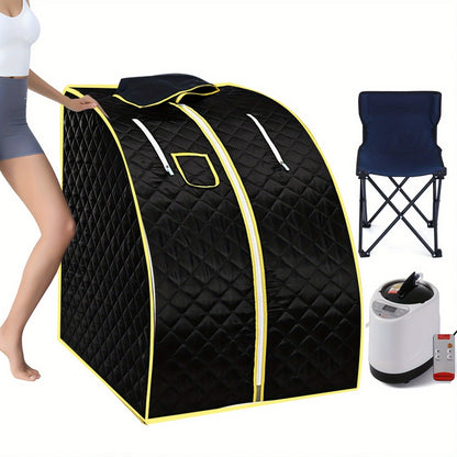 Portable Steam Sauna, Stainless Steel Stand, 87.92oz Personal Therapeutic Sauna For Weight Loss, Detox Relaxation, Suana Room With Remote Control, Foldable Chair