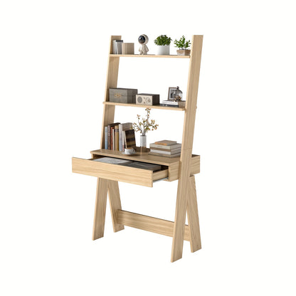 Ladder Shelf Desk Bookcase w/Countertop, Drawer & 2 Shelves Bookshelf