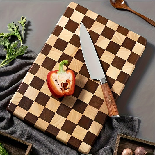 Premium Oak Wood Cutting Board for Kitchen - Thick, Durable Butcher Block with Checkerboard Design, Ideal for Chopping Vegetables, Fruits, Steak, And Bread - Food Contact Safe, Multi-Purpose Board, Christmas Gift