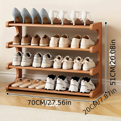 4/5/6-Tier Space-Saving Bamboo Shoe Rack | Freestanding Shoe Organizer With Natural Wood Grain Finish | Multi-Level Entryway Storage For Apartments, Dorms & Closets | Easy Tool-Free Assembly & Modern Farmhouse Style