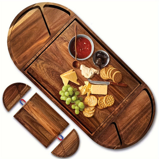 Extra Large 30" X 13" Magnetic Acacia Wood Charcuterie Board Cheese Board Set With Handles For Housewarming Gifts, Christmas And Halloween Gift