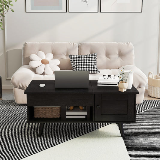 Adjustable Lift-Top Coffee Table with Hidden Compartment & Gas Struts, 18"-23.5" Height, Engineered Wood & MDF Storage Console Table for Living Room, Home Office, Bedroom - Black, Coffee Table for Living Room, Modern Furniture, Durable Construction