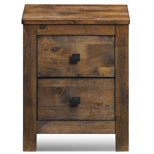 1pc Rustic Wooden Nightstand With 2 Sliding Drawers, 17x21x14.5 Inches, Vintage Bedside Sofa Side End Coffee Table For Bedroom Storage, Farmhouse Style Bedroom Furniture