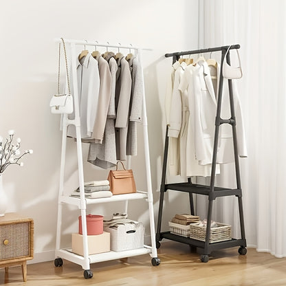 Freestanding Metal Clothes Rack with Wheels, Multi-Layer Storage Organizer, Multipurpose Hanging Coat and Clothes Stand for Home, Kitchen, Wardrobe Organization, 176.37LB Max Weight Capacity, Ideal Christmas Gift