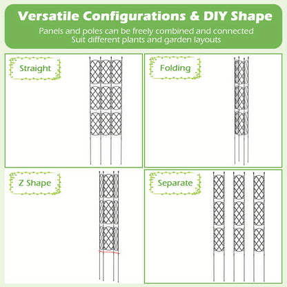 3-Pack Garden Trellis for Climbing Plants - Adjustable Height 32"-64" Rustproof PE-Coated Steel, Flexible Lattice Design for Roses, Vines, Privacy Screen - Indoor/Outdoor Use with Spiked Legs & Easy Assembly, Outdoor Trellis for Climbing Plants