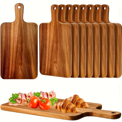5/10/20pcs Acacia Wood Cutting Boards With Handles - 15.7" X 7.8" - Perfect For Pizza, Bread, Cheese, Charcuterie, Fruit & Vegetables