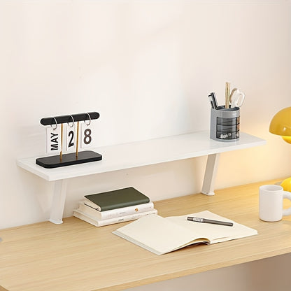 1pc Wooden Floating Desk Shelf | Rectangular Multi-Level Countertop Storage Rack, No-Drill Mount Organizer | Modern Wooden Shelf, Student Storage Rack for Youngsters, Students, Home Office