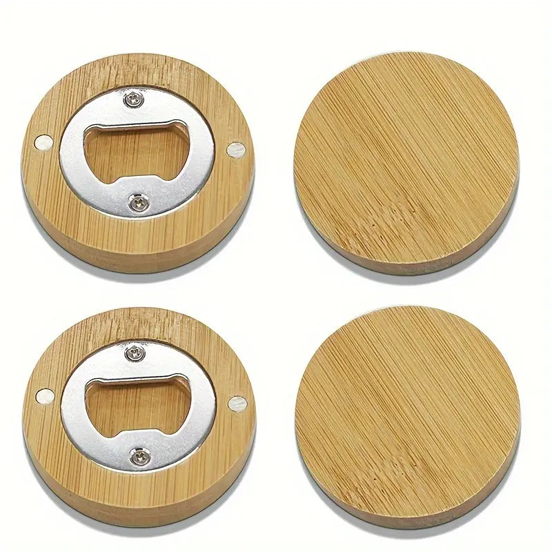 20Pcs Round Bamboo Bottle Opener